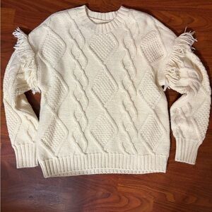American Eagle Outfitters Ivory Cable Knit Sweater